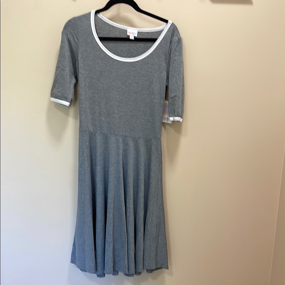 LuLaRoe Gray Dress with White Trim
